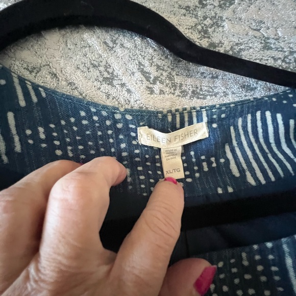 Beautiful, light blue and linen Eileen Fisher 3/4 length sleeves open jacket. - Picture 9 of 9